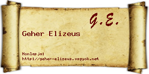 Geher Elizeus névjegykártya